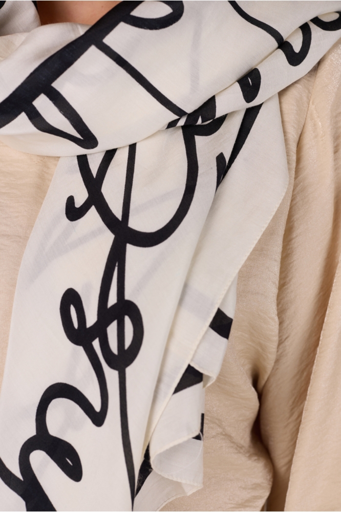 SCARF S25 VTT 904 PRINTED 000021 OFF WHITE BLACK
